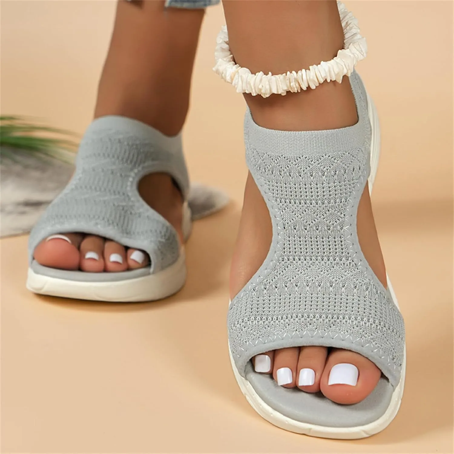 2024 Women's Orthotic Sport Sandals New Summer Flexible Washable Slingback Orthopedic Slide Sport Women's Shoes Thick Bottom Fish Mouth Beach Casual Sandals,Gray,US7/EU38, Grey