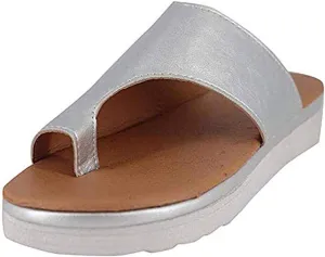 Acrossage Women Comfort Platform Wedge Sandals Open Toe Leather Bunion Slippers Lightweight Flip Flops Shoes for Summer