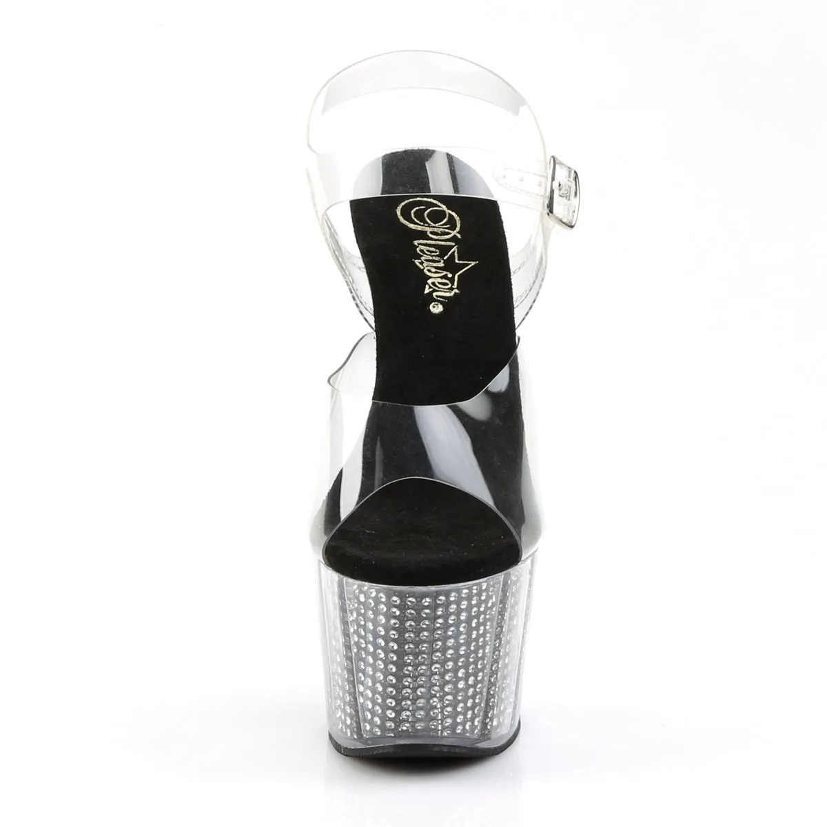 ADORE-708SRS Pleaser Clear/Black Sexy Platform Shoes (Pole Dancing Heels)