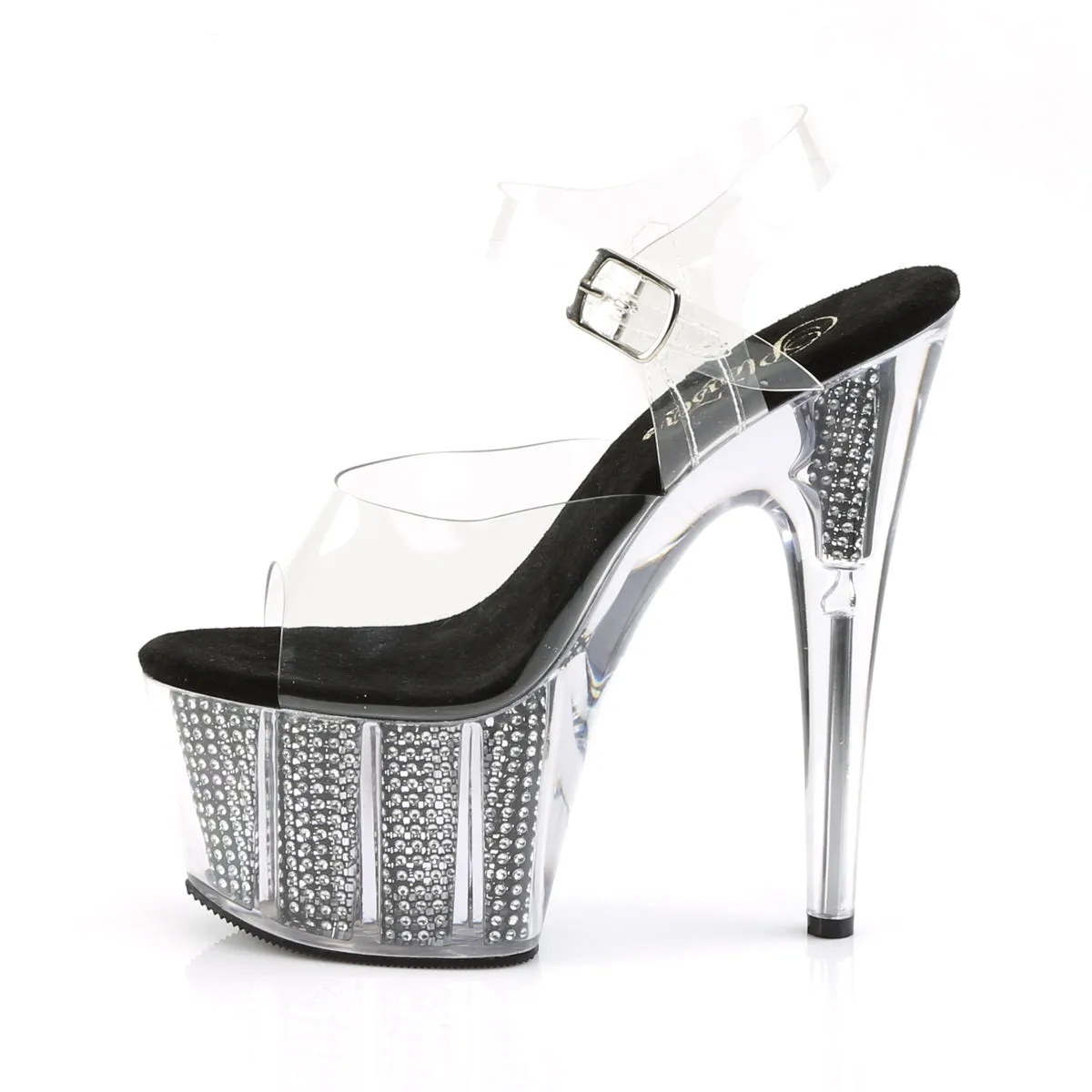 ADORE-708SRS Pleaser Clear/Black Sexy Platform Shoes (Pole Dancing Heels)