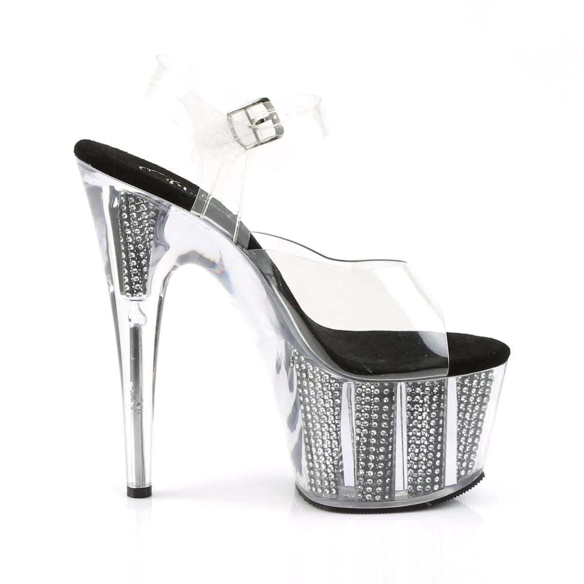 ADORE-708SRS Pleaser Clear/Black Sexy Platform Shoes (Pole Dancing Heels)