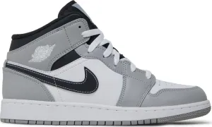 Air Jordan 1 Mid GS Light Smoke, black-gray