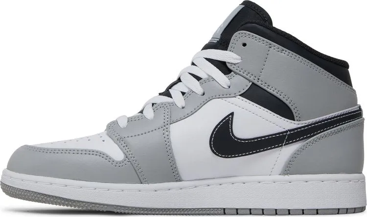 Air Jordan 1 Mid GS Light Smoke, black-gray