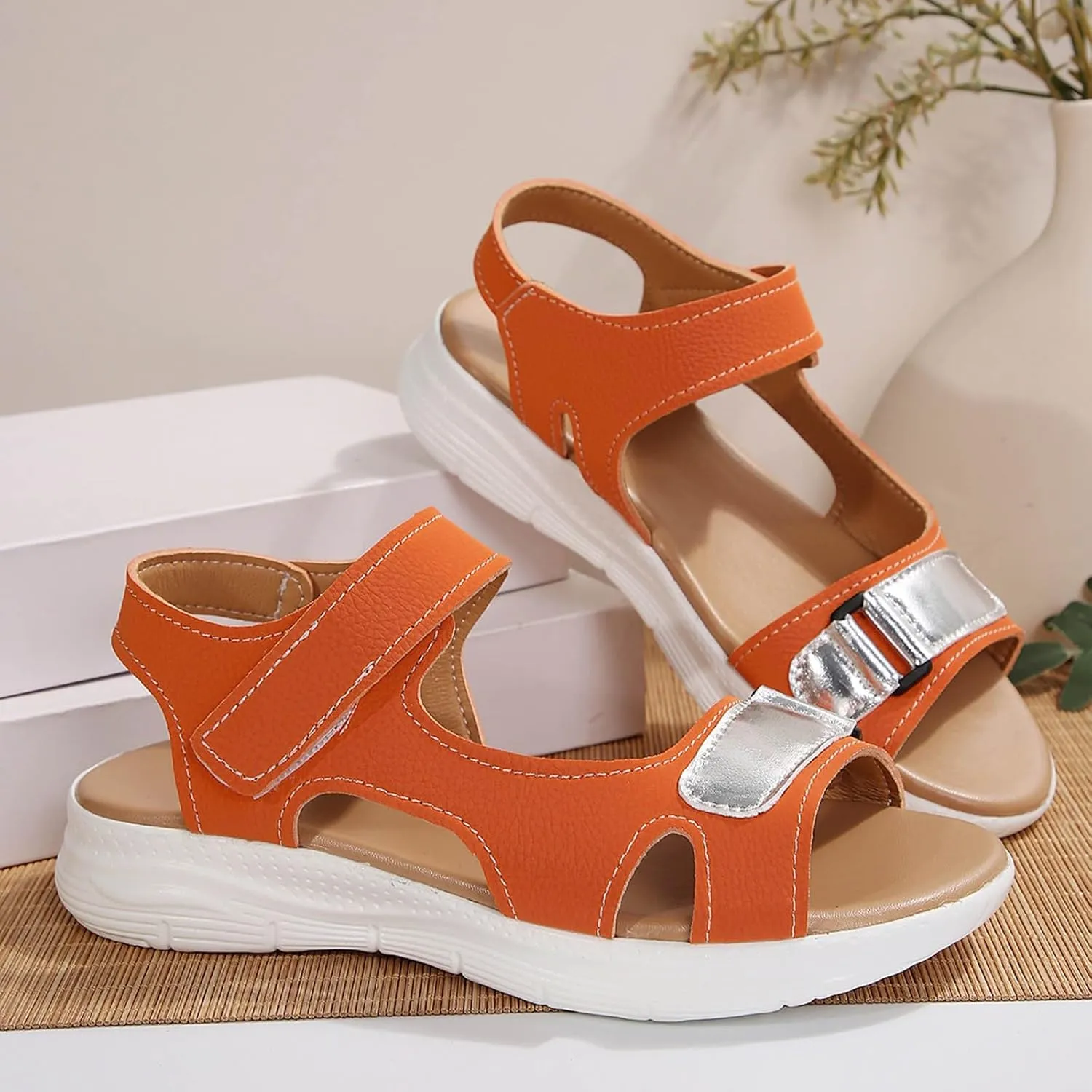 AMDBEL Sandals for Women 2024 Dressy Comfortable Walking Sandals Open Toe Fashion Flat Casual Sport Sandals Summer Shoes