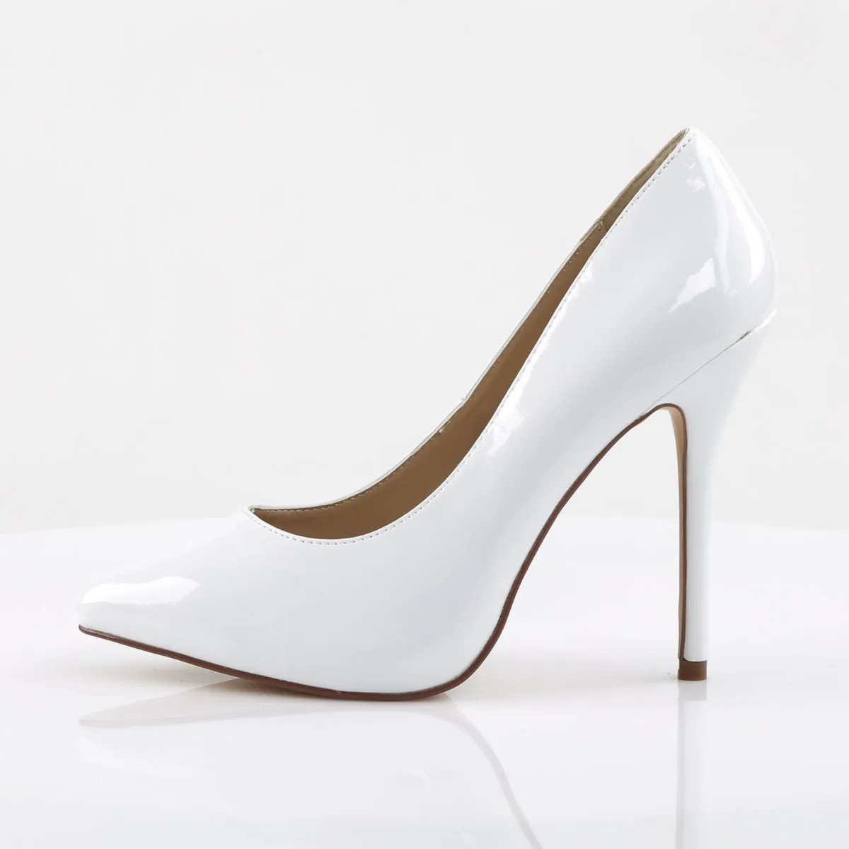 AMUSE-20 Pleaser White Patent Sexy Single Sole Shoes (Fetish Footwear)