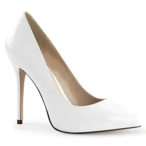 AMUSE-20 Pleaser White Patent Sexy Single Sole Shoes (Fetish Footwear)