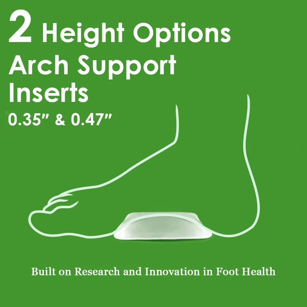 Arch Support Inserts Women for Flat Feet & Plantar Fasciitis - 2 Height Options for High Arch & Low Arch, Gel Arch Support Cushions for High Heels, Flats and Sneakers (Clear, Low)