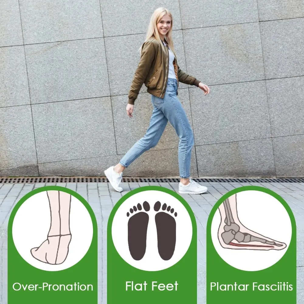 Arch Support Inserts Women for Flat Feet & Plantar Fasciitis - 2 Height Options for High Arch & Low Arch, Gel Arch Support Cushions for High Heels, Flats and Sneakers (Clear, Low)