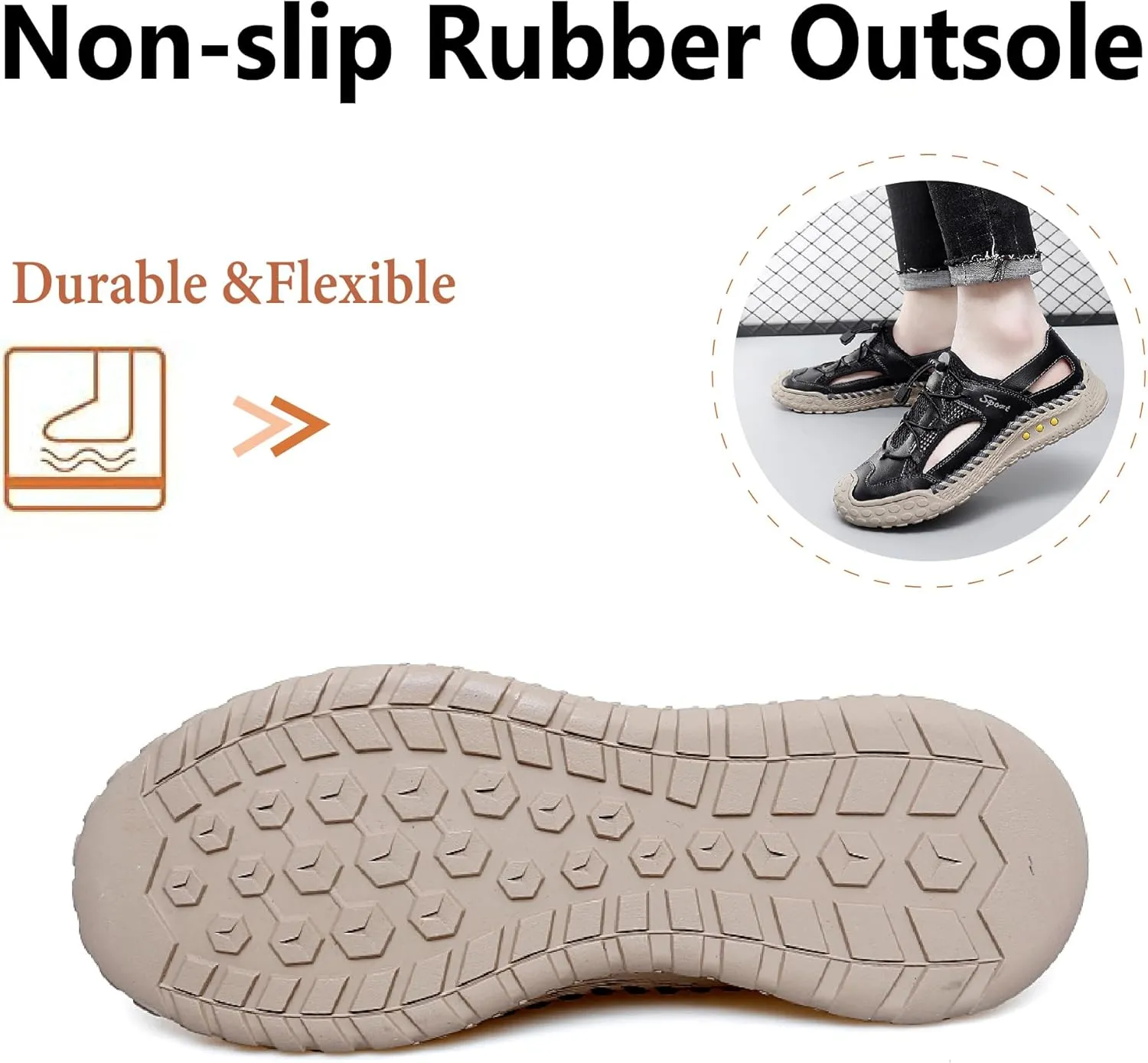 Asifn Mens Closed Toe Sandals Outdoor Beach Sneakers Breathable Lightweight Fisherman Shoes Casual Leather Hiking