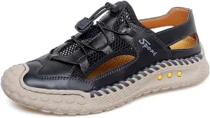 Asifn Mens Closed Toe Sandals Outdoor Beach Sneakers Breathable Lightweight Fisherman Shoes Casual Leather Hiking