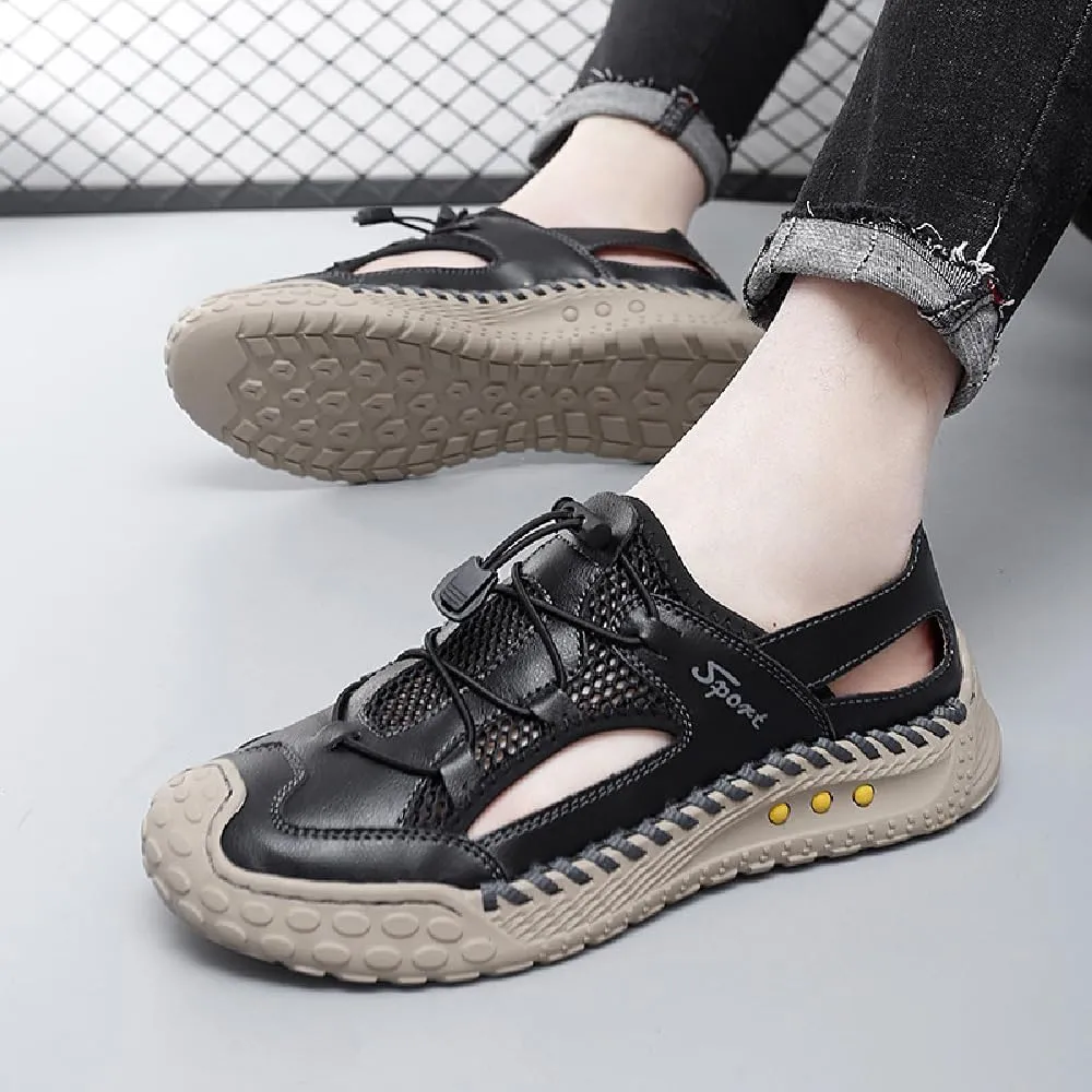 Asifn Mens Closed Toe Sandals Outdoor Beach Sneakers Breathable Lightweight Fisherman Shoes Casual Leather Hiking