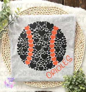 Baltimore Baseball With Hearts Tee/Sweatshirt