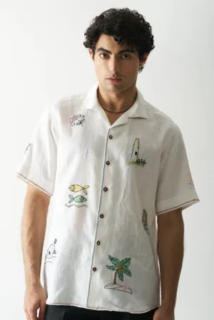Beach Bliss - Hand Embroidered Linen Shirt