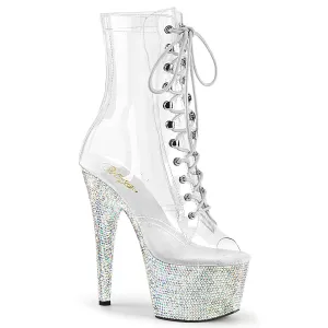 BEJEWELED-1021C-7 Pleaser Clear/Silver Sexy Platform Shoes (Pole Dancing Heels)