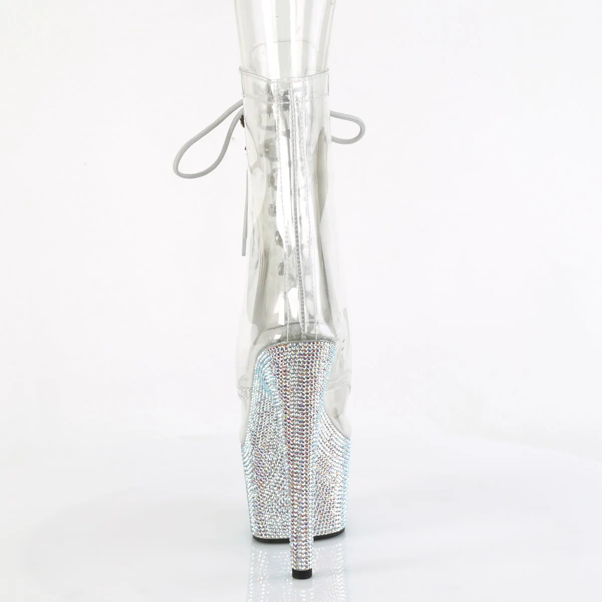 BEJEWELED-1021C-7 Pleaser Clear/Silver Sexy Platform Shoes (Pole Dancing Heels)