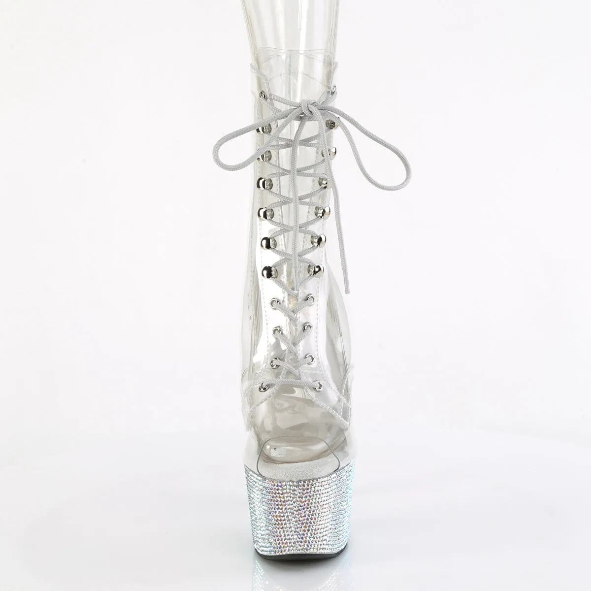 BEJEWELED-1021C-7 Pleaser Clear/Silver Sexy Platform Shoes (Pole Dancing Heels)