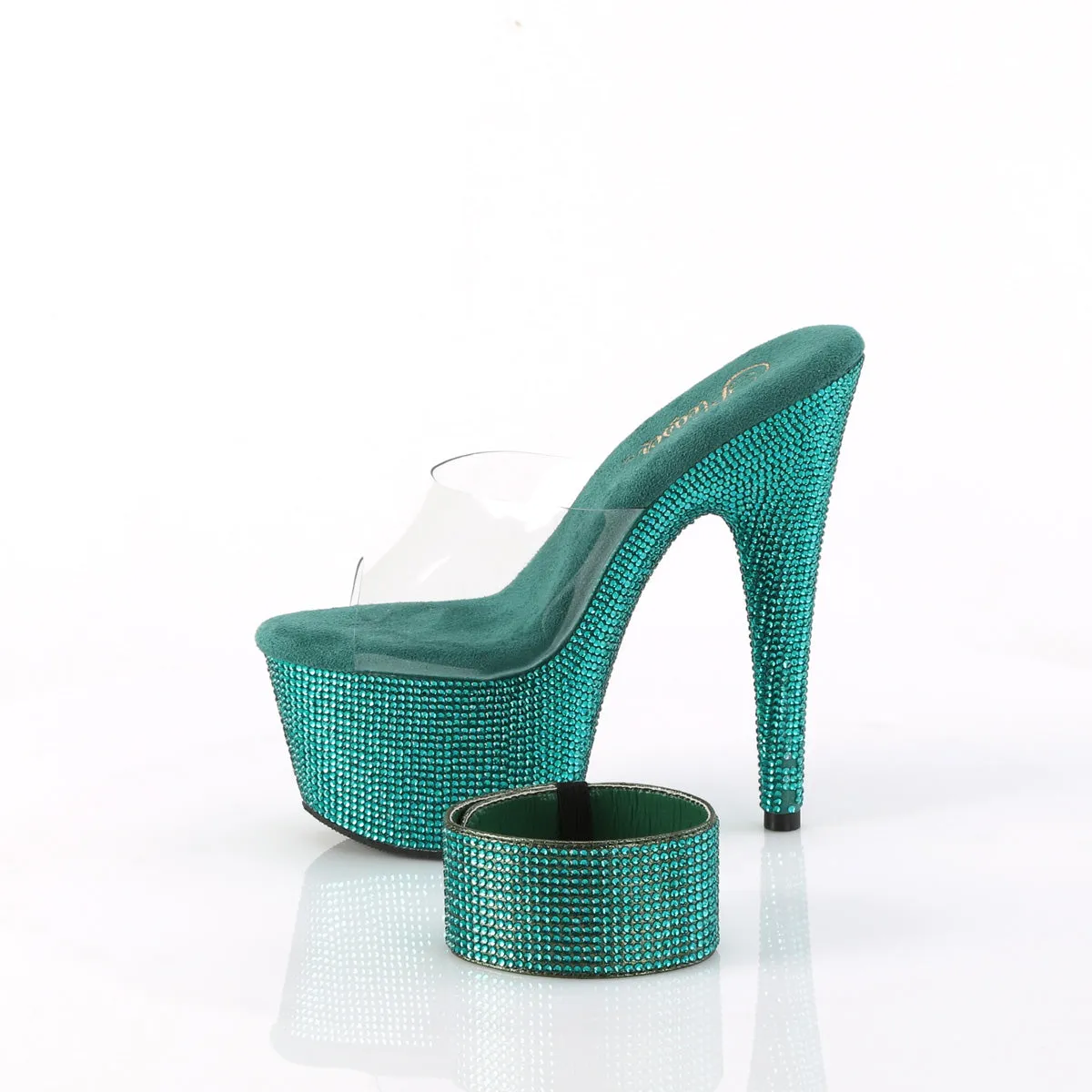 BEJEWELED-712RS Pleaser Clear/Green Sexy Platform Shoes (Pole Dancing Heels)