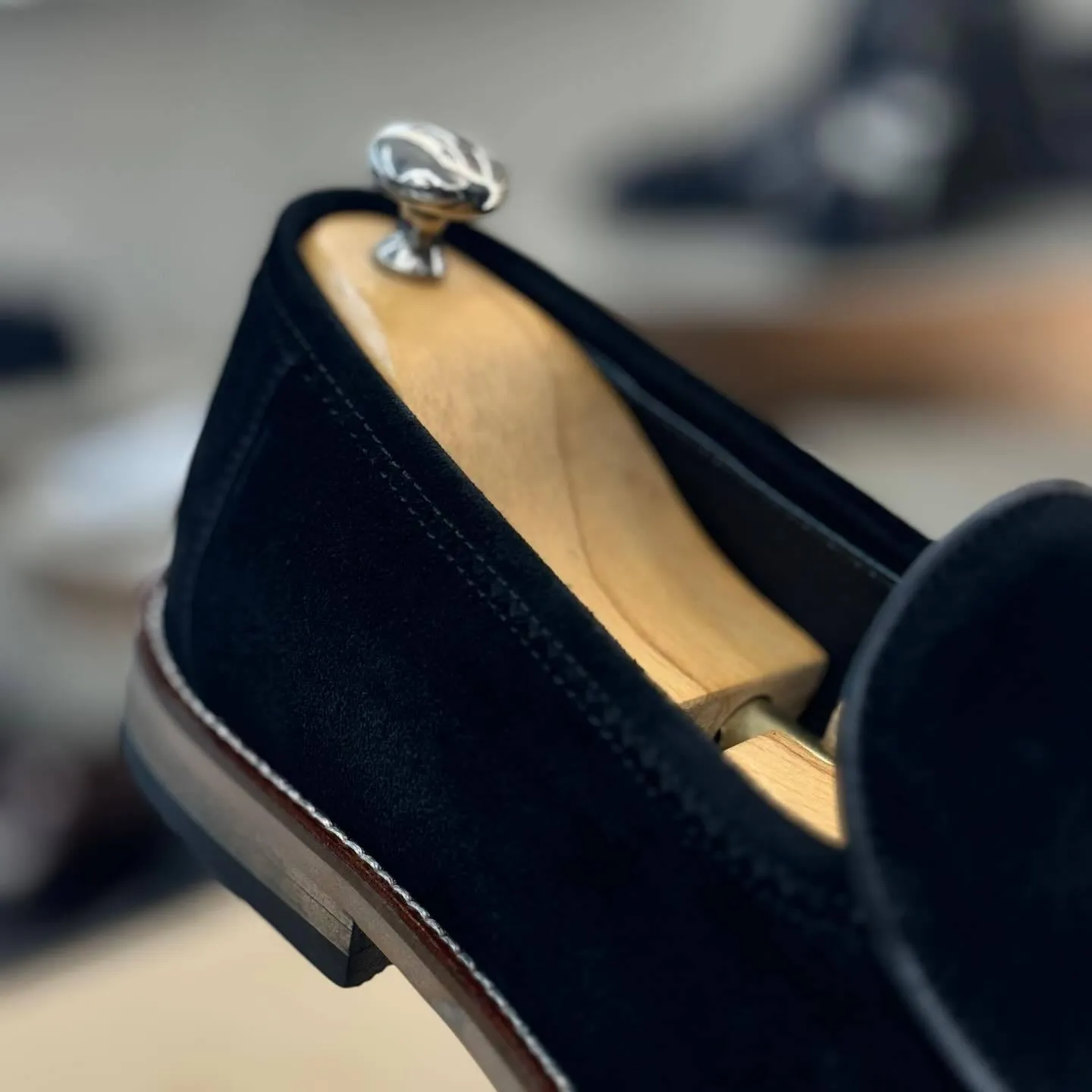 Black Brushed Suede Loafers