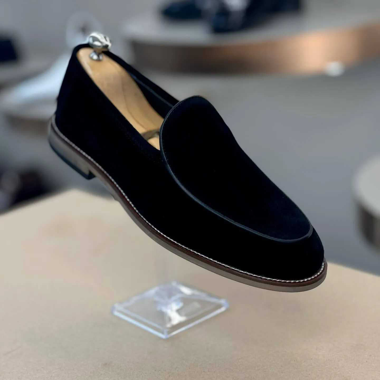 Black Brushed Suede Loafers