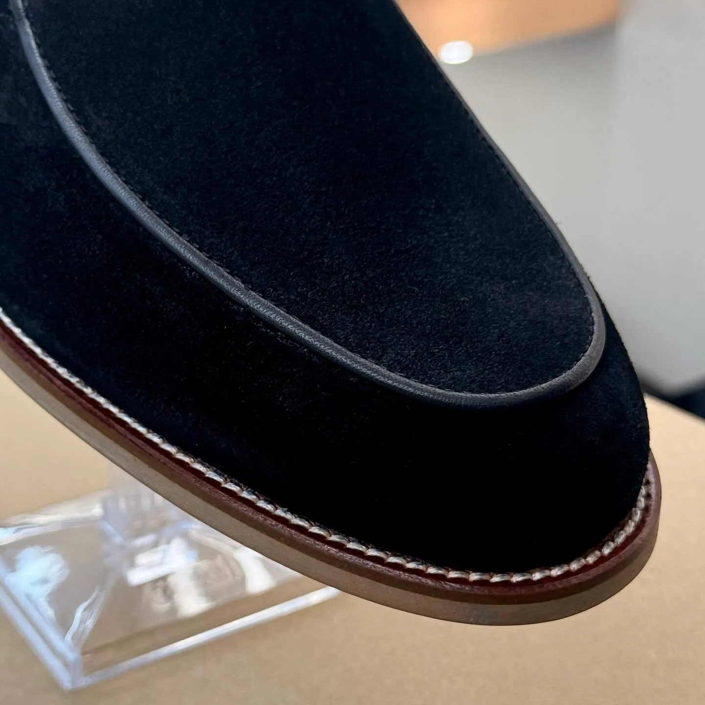 Black Brushed Suede Loafers