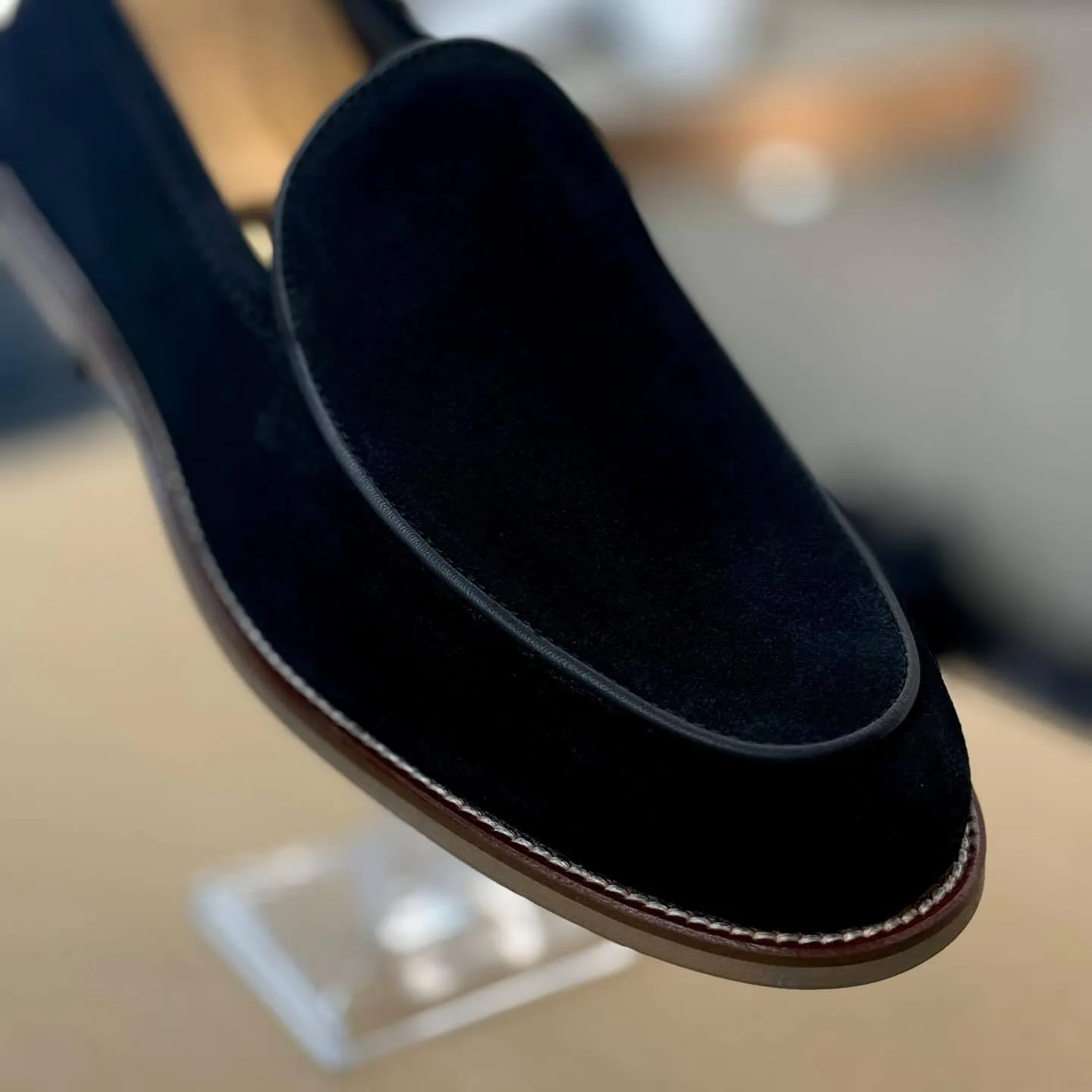 Black Brushed Suede Loafers