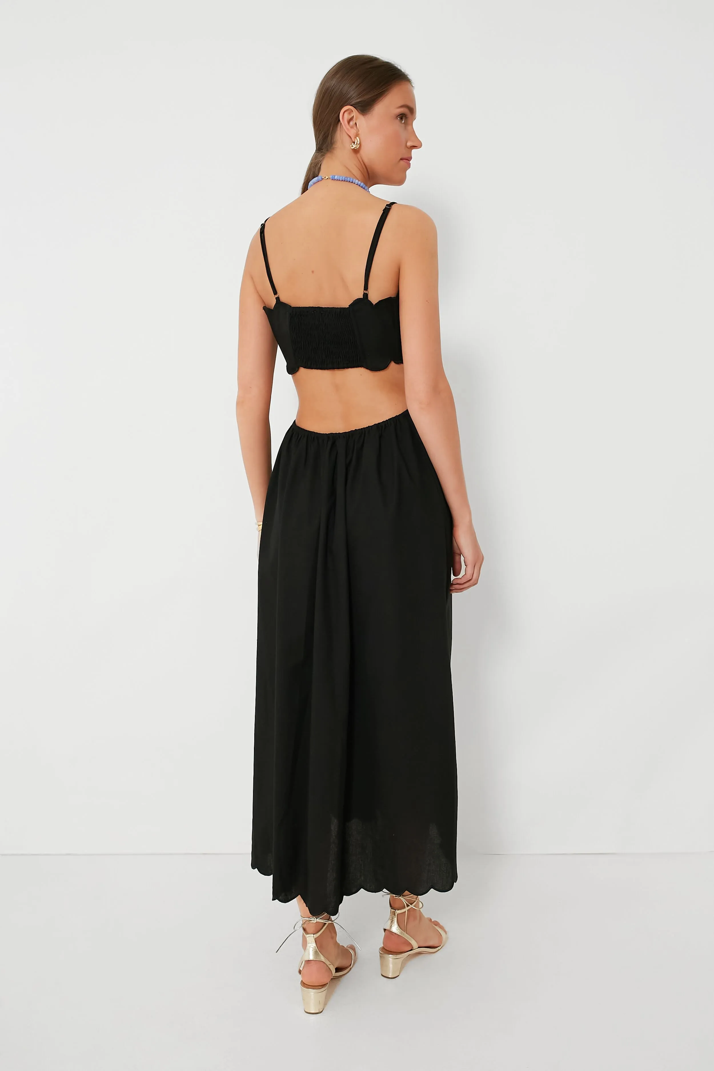 Black Scallop Hem Dress