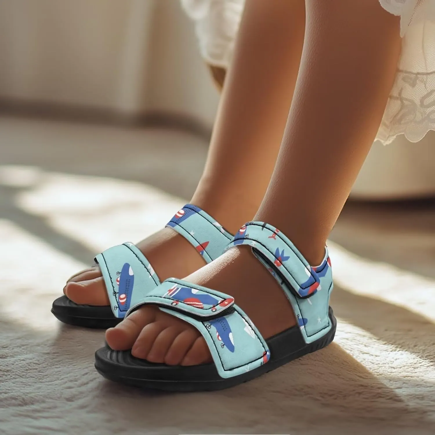 Boys Tractor Print Sandals Adjustable Sport Outdoor Athletic Sandals for Summer Lightweight Beach Water Shoes Toddler/Little Kid/Big Kid