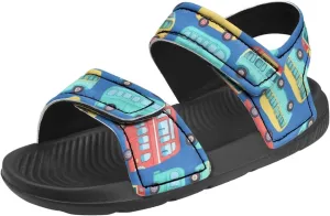 Boys Tractor Print Sandals Adjustable Sport Outdoor Athletic Sandals for Summer Lightweight Beach Water Shoes Toddler/Little Kid/Big Kid