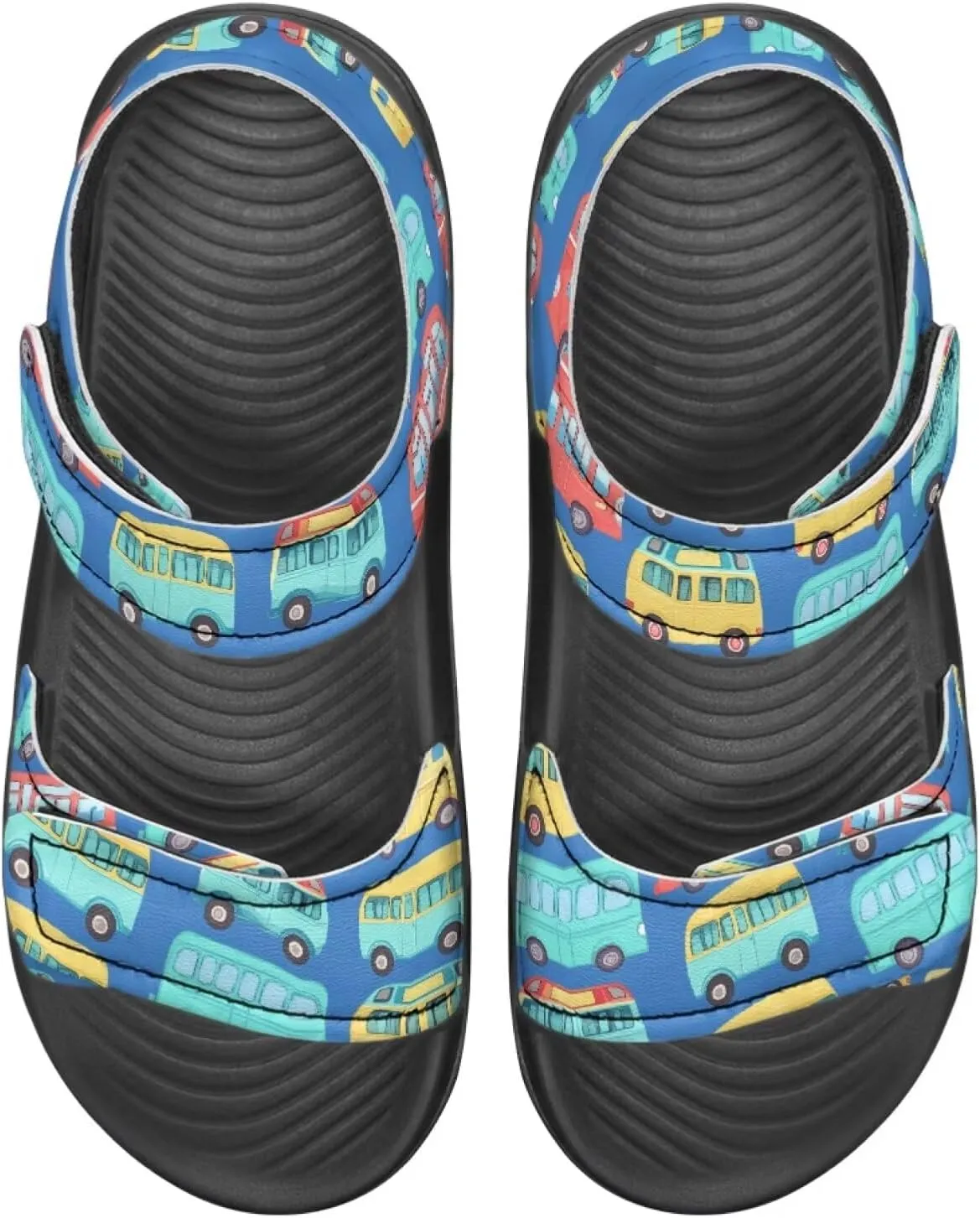 Boys Tractor Print Sandals Adjustable Sport Outdoor Athletic Sandals for Summer Lightweight Beach Water Shoes Toddler/Little Kid/Big Kid