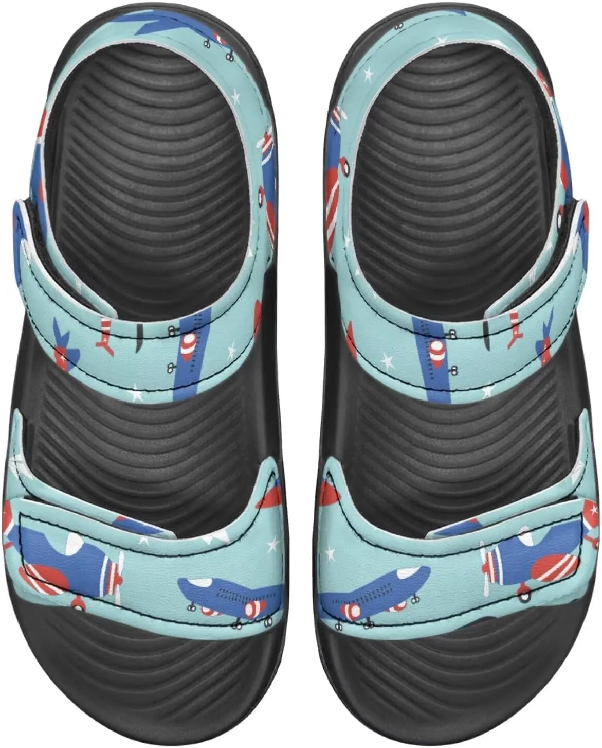 Boys Tractor Print Sandals Adjustable Sport Outdoor Athletic Sandals for Summer Lightweight Beach Water Shoes Toddler/Little Kid/Big Kid