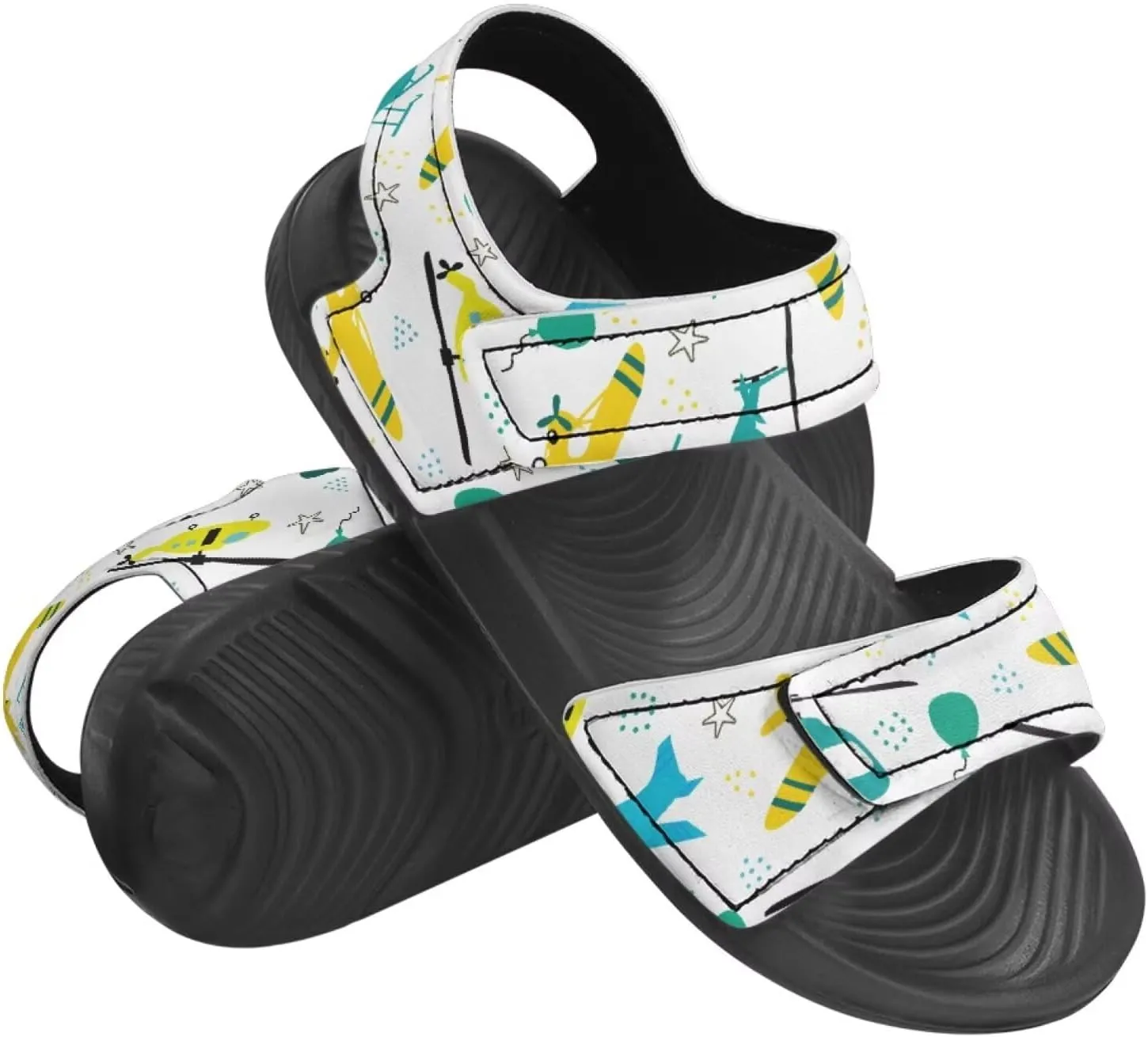 Boys Tractor Print Sandals Adjustable Sport Outdoor Athletic Sandals for Summer Lightweight Beach Water Shoes Toddler/Little Kid/Big Kid