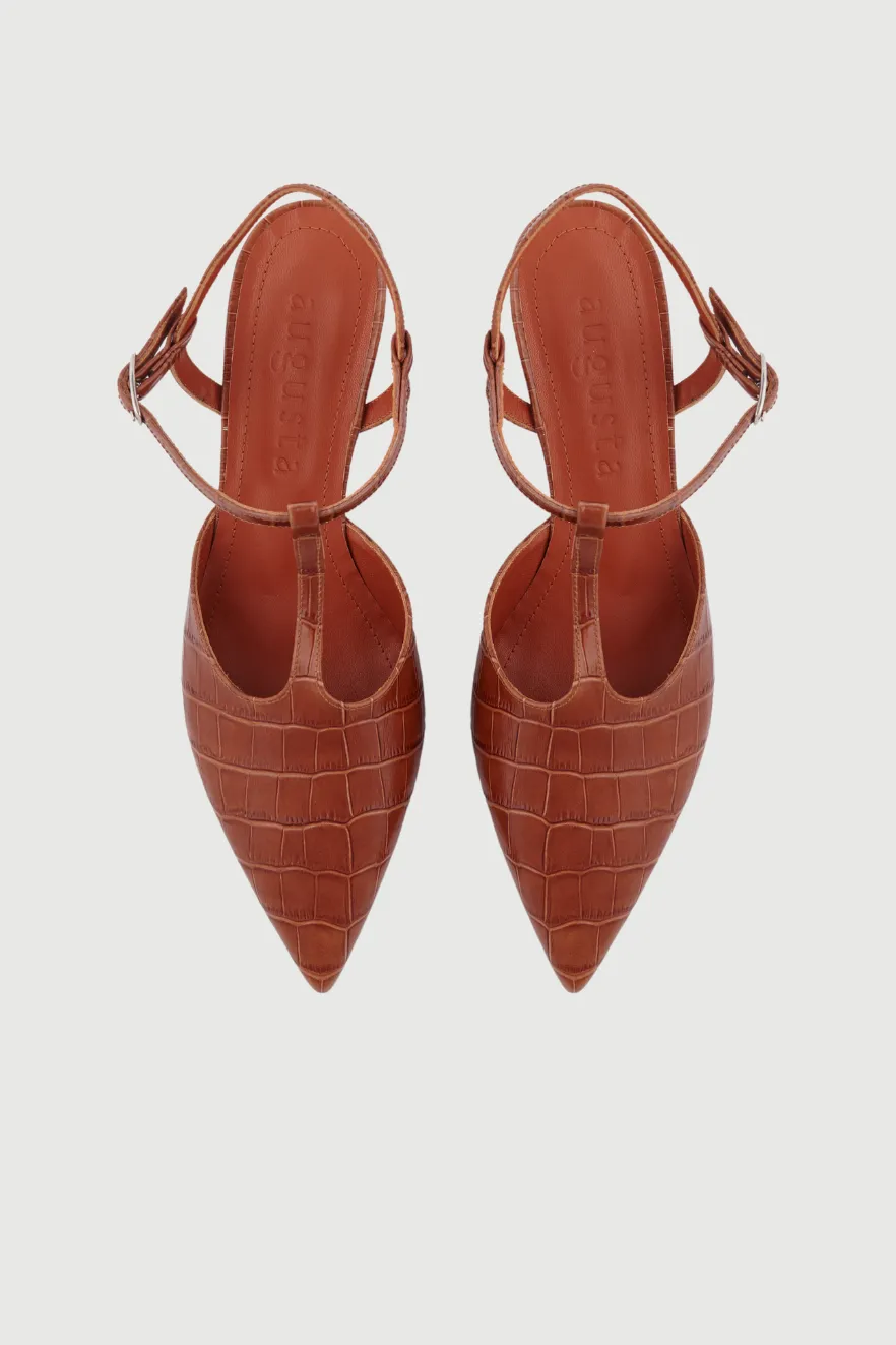 Camila Pumps in Caramel croc-effect Leather