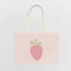 Canvas Beach Bag - Strawberry Sunshine Pink Stripe