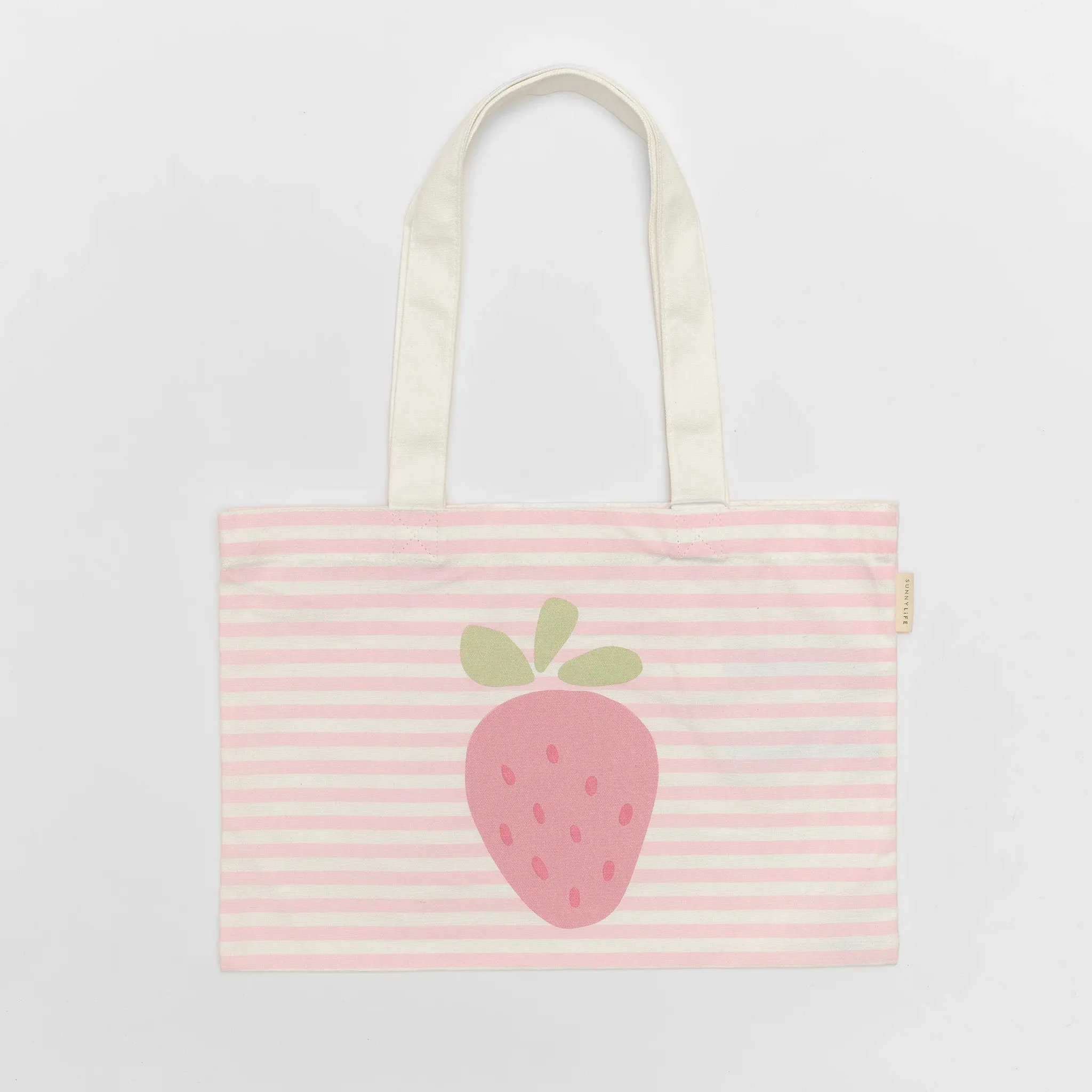 Canvas Beach Bag - Strawberry Sunshine Pink Stripe