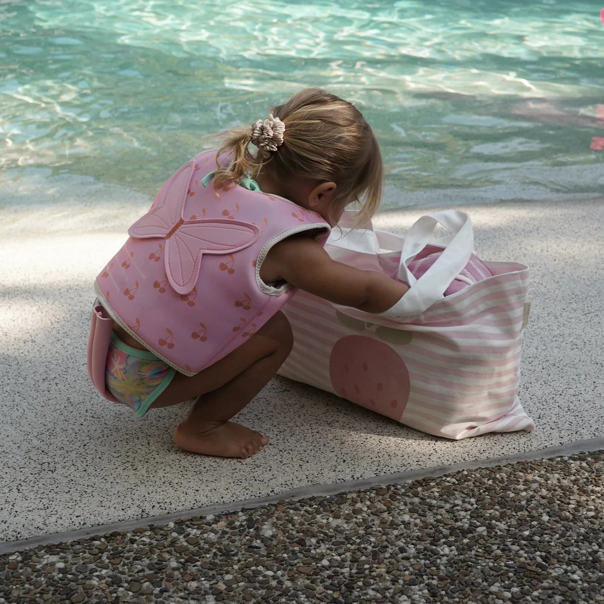Canvas Beach Bag - Strawberry Sunshine Pink Stripe