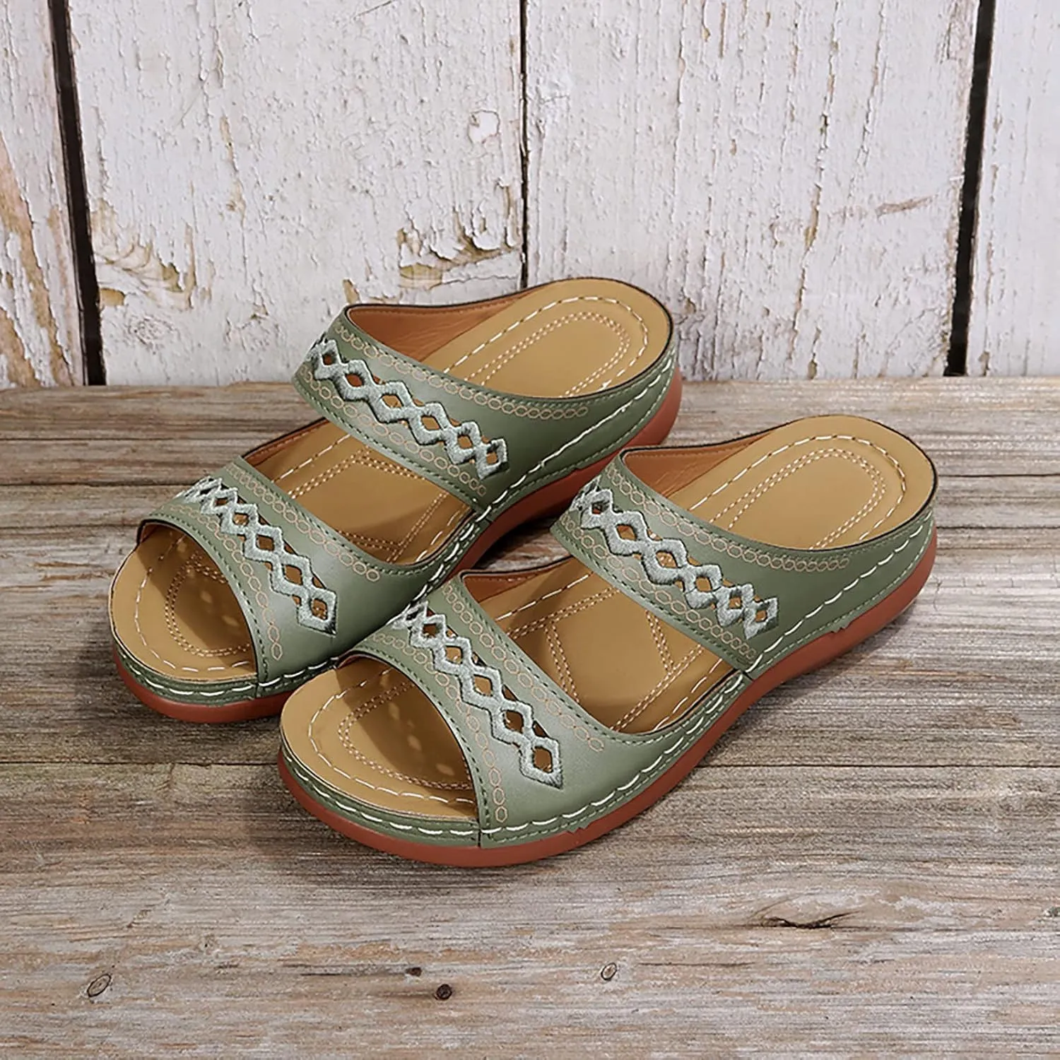 Cathalem Orthopedic Sandals for Women Comfortable Walking Sandals with Arch Support Platform Wedge Slides Shoes
