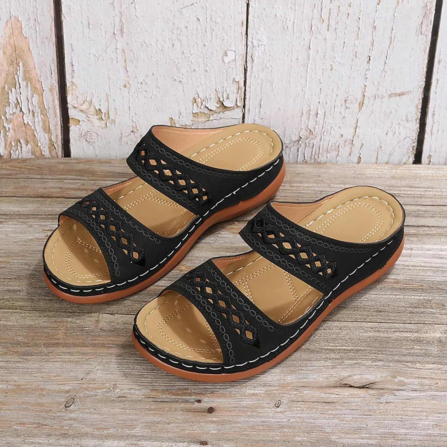 Cathalem Summer Sandals for Women 2024 Comfortable Walking Sandals with Arch Support Platform Wedge Slides Shoes
