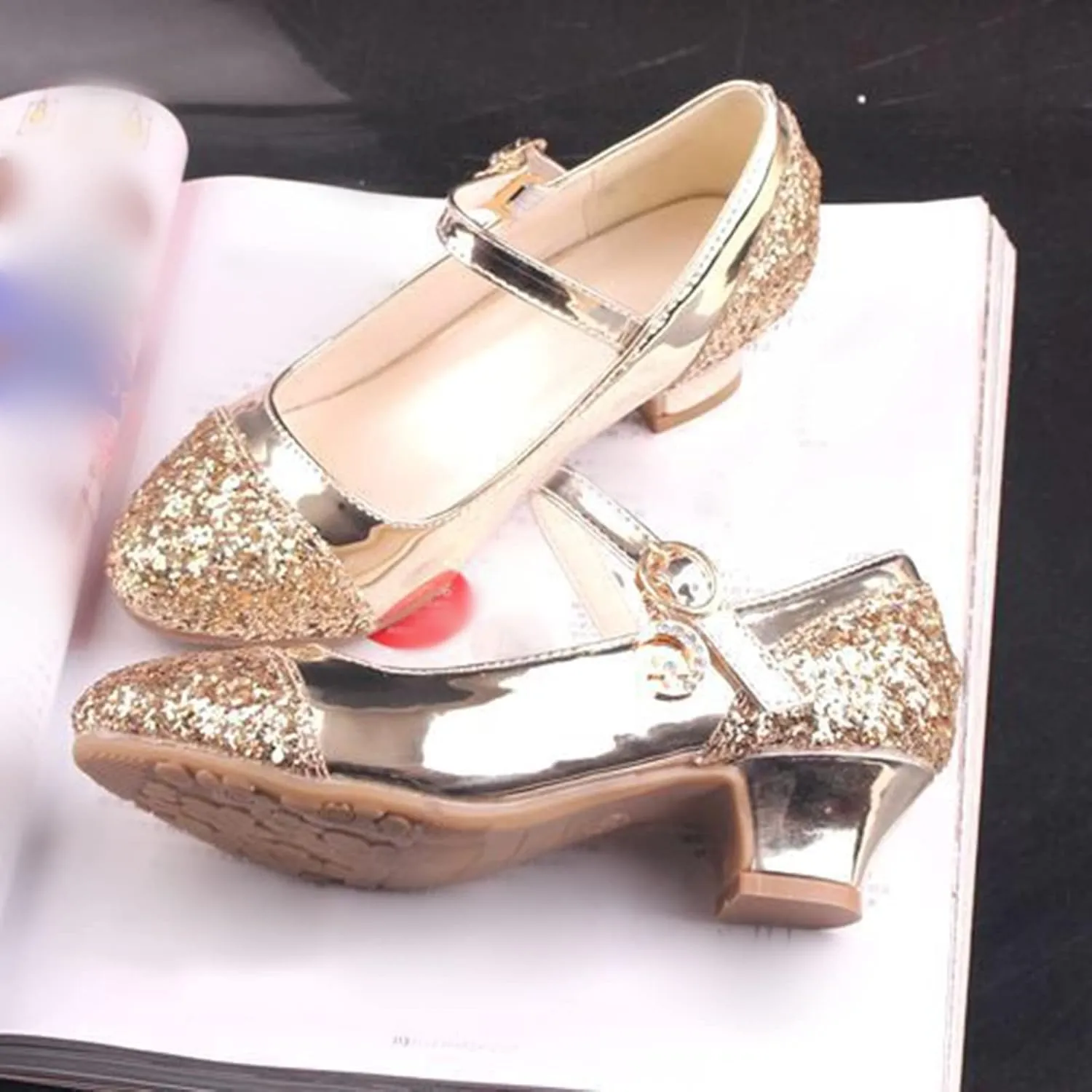 Children Shoes High Heels Girls Princess Single Shoes Dress Shoes Performance Shoes Children Crystal Girls Water