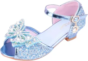 Children Shoes With Diamond Shiny Sandals Princess Shoes Bow High Heels Show Princess Indoor Soccer Shoes for