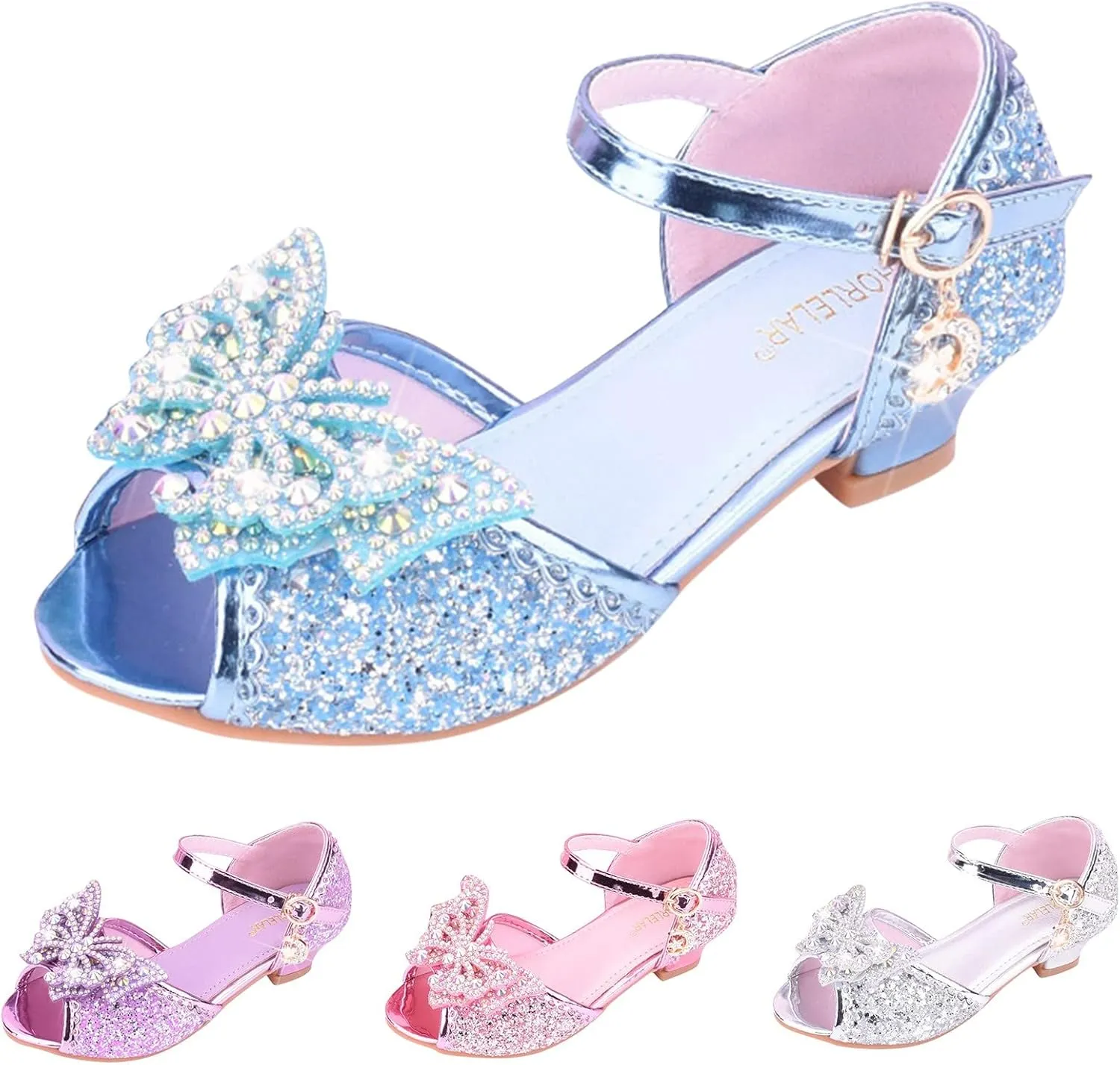 Children Shoes With Diamond Shiny Sandals Princess Shoes Bow High Heels Show Princess Indoor Soccer Shoes for