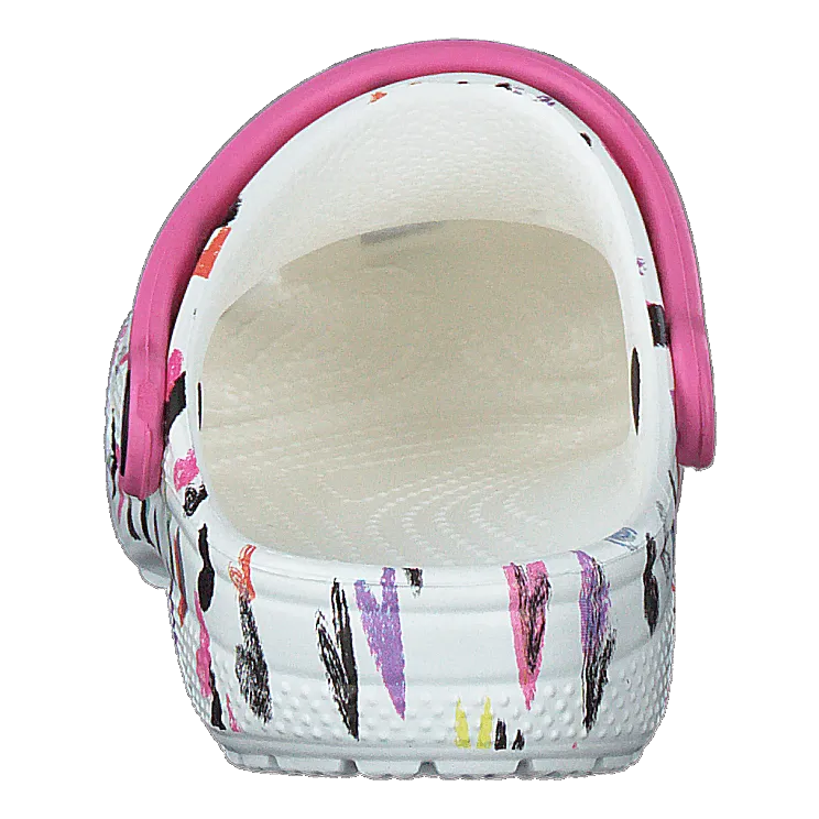 Classic Heart Print Clog K White