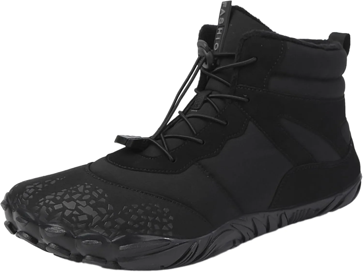 Crzidha Barefoot Shoe for Women Men,Warm Fleece Winter Lined Waterproof Wide Toe Box Snow Boots Ultra Soft Non Slip Sole Winter Outdoor Trail Hiking Trekking Pull On Ankle Boots with Elastic Cord Buckle