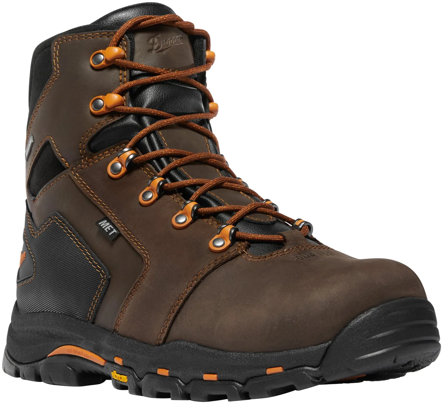 Danner Mens Vicious MET/NMT Brown/Orange Leather Work Boots