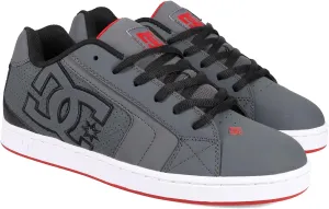DC Men's Net Skate Shoe, Grey/Black/RED, 8.5