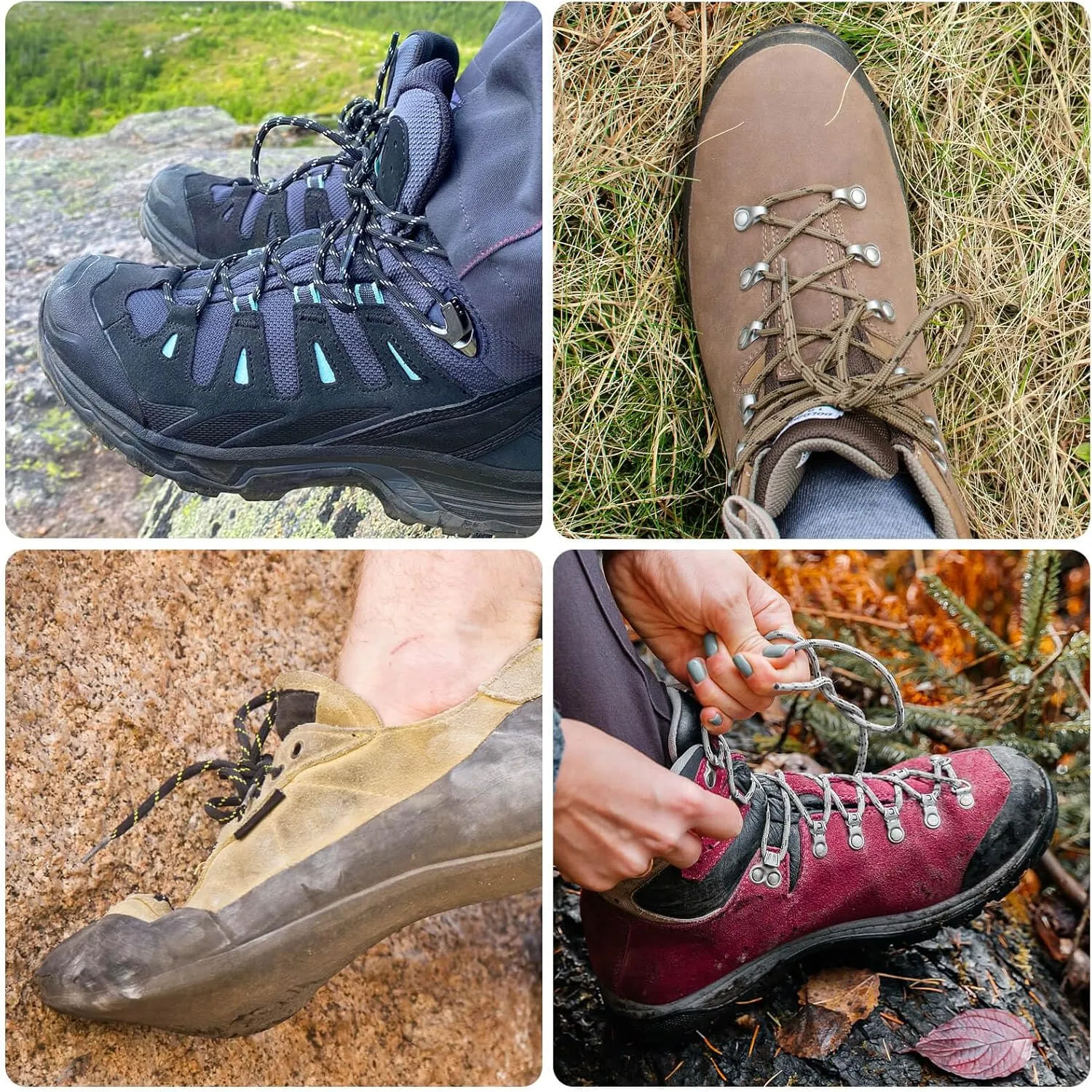 DELELE Round Work Boot Laces: Heavy Duty Hiking Shoe Laces for Boots 2 Pair