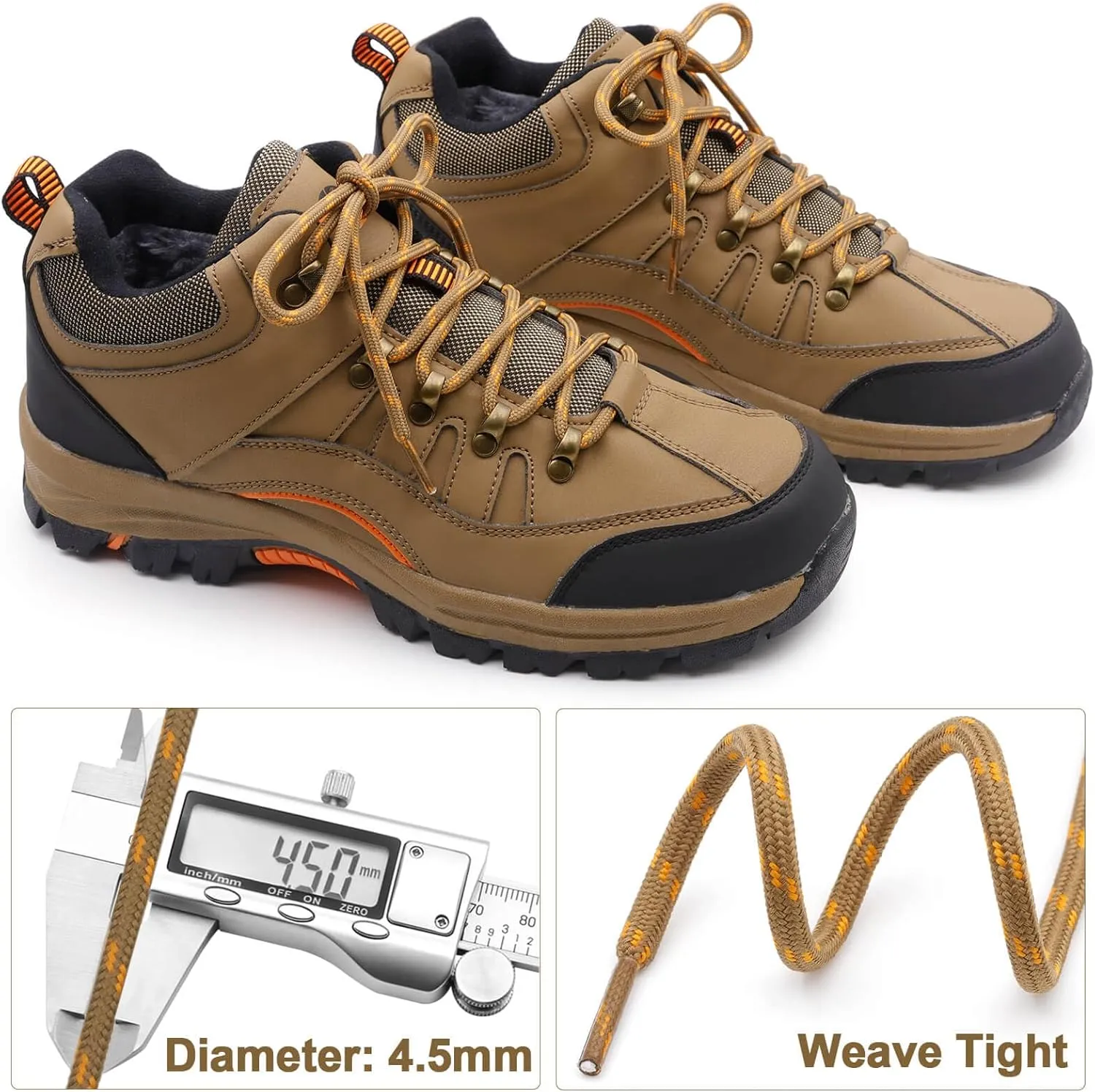 DELELE Round Work Boot Laces: Heavy Duty Hiking Shoe Laces for Boots 2 Pair