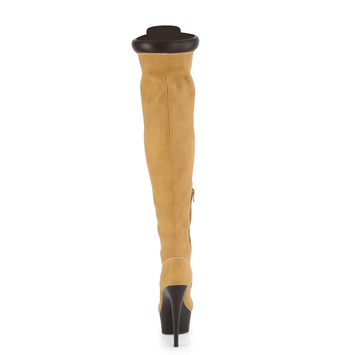 DELIGHT-3000TL Pleaser Tan Nubuck Faux Leather/Dark Brown Matte Sexy Platform Shoes (Pole Dancing Heels)