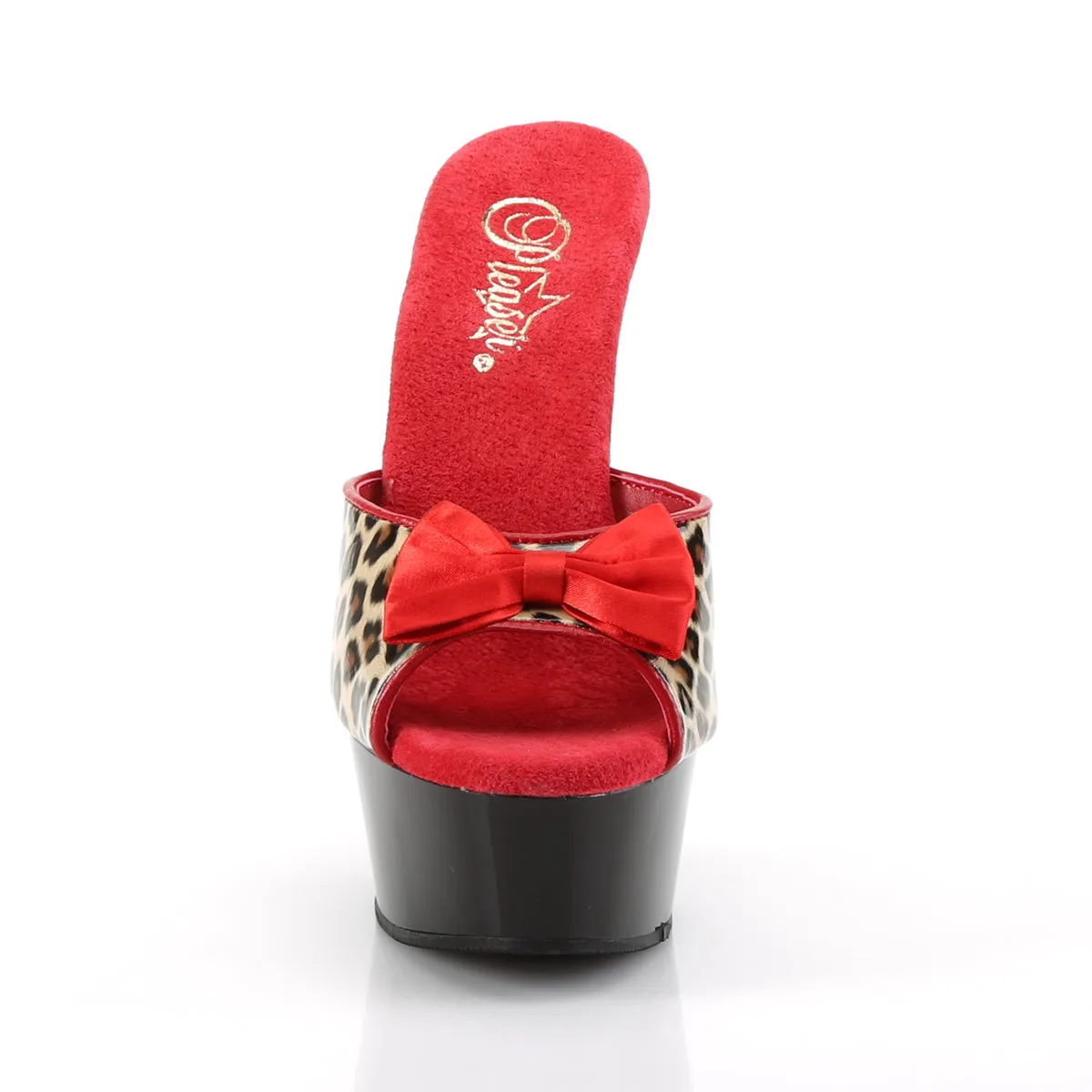 DELIGHT-601-6 Pleaser Tan Leopard Print Faux Leather/Black Sexy Platform Shoes (Pole Dancing Heels)