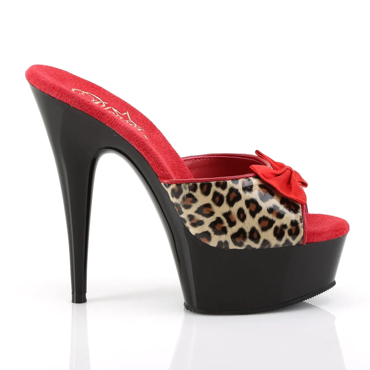 DELIGHT-601-6 Pleaser Tan Leopard Print Faux Leather/Black Sexy Platform Shoes (Pole Dancing Heels)