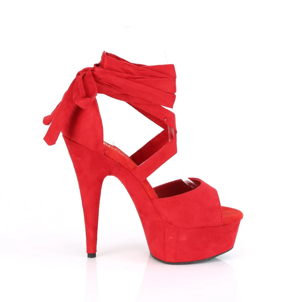 DELIGHT-679 Pleaser Red Faux Suede Sexy Platform Shoes (Pole Dancing Heels)